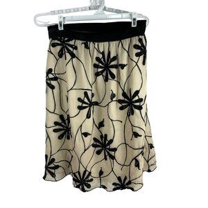 Maternal America Beige & Black Floral Embroidered Maternity Skirt Size S